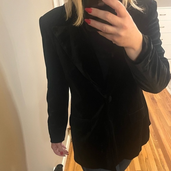 Cara Santana x Nine West Black Velvet Single Button Blazer Size Large - Picture 5 of 6